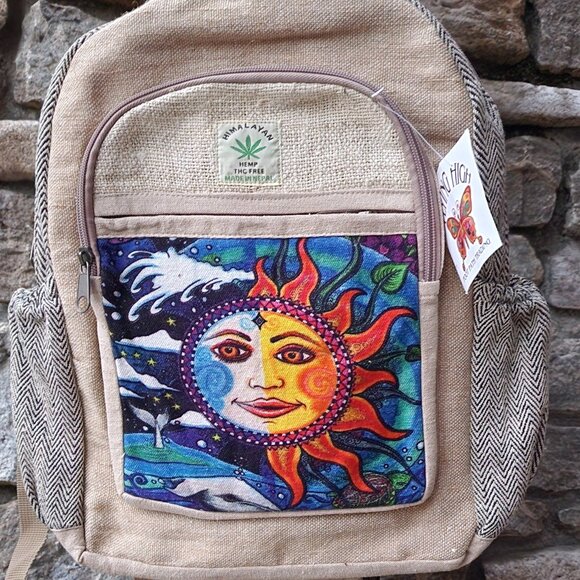 Boho Hippie Sun Himalayan Hemp Backpack NWT - Picture 1 of 4